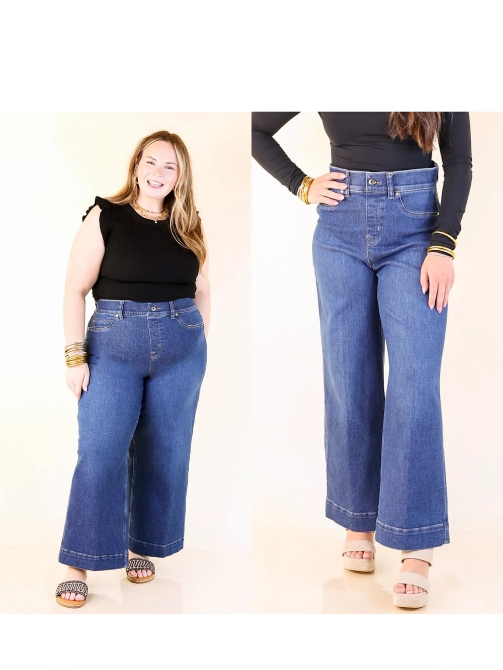 SPANX Wide-Leg High-Rise Jeans in Dark Wash